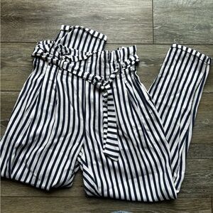 Mayoral Girls High Waist Paper Boy Mayoral Navy Stripe Pleated‎ Pants Size 14